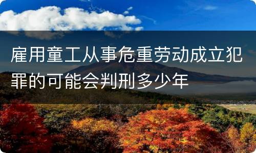 雇用童工从事危重劳动成立犯罪的可能会判刑多少年