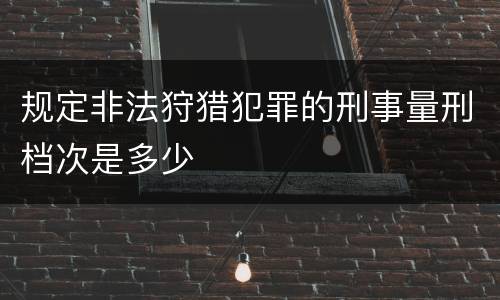 规定非法狩猎犯罪的刑事量刑档次是多少