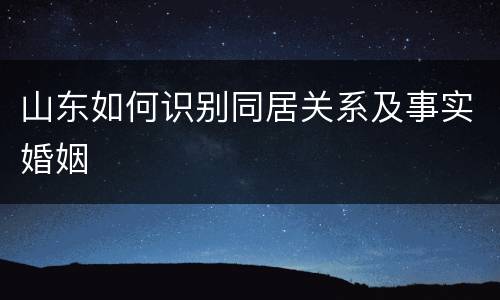 山东如何识别同居关系及事实婚姻
