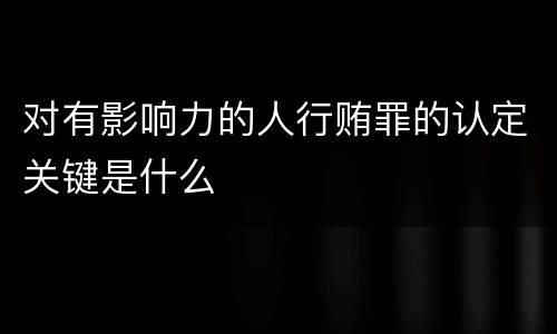 对有影响力的人行贿罪的认定关键是什么