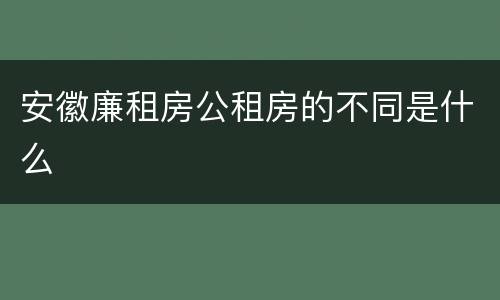 安徽廉租房公租房的不同是什么