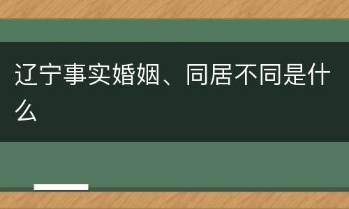 辽宁事实婚姻、同居不同是什么