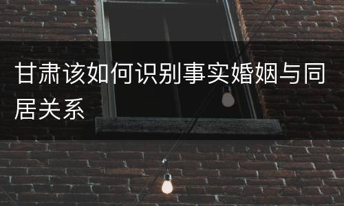 甘肃该如何识别事实婚姻与同居关系