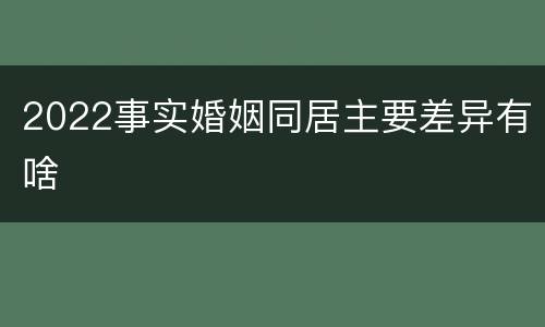 2022事实婚姻同居主要差异有啥