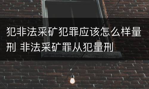 犯非法采矿犯罪应该怎么样量刑 非法采矿罪从犯量刑