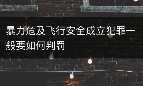 暴力危及飞行安全成立犯罪一般要如何判罚