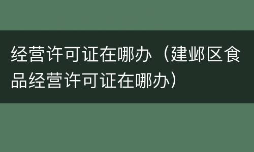 经营许可证在哪办（建邺区食品经营许可证在哪办）