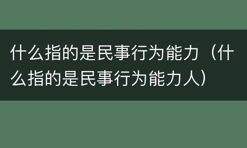 什么指的是民事行为能力（什么指的是民事行为能力人）