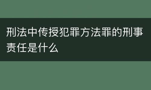 刑法中传授犯罪方法罪的刑事责任是什么