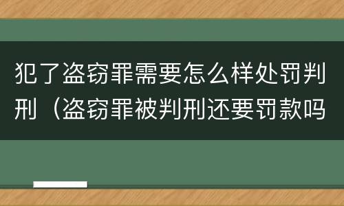 犯了盗窃罪需要怎么样处罚判刑（盗窃罪被判刑还要罚款吗）