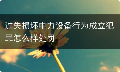 过失损坏电力设备行为成立犯罪怎么样处罚