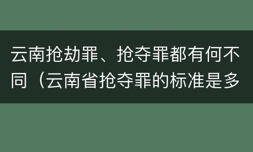 云南抢劫罪、抢夺罪都有何不同（云南省抢夺罪的标准是多少?）