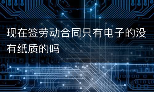 现在签劳动合同只有电子的没有纸质的吗