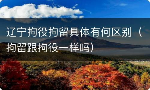 辽宁拘役拘留具体有何区别(拘留跟拘役一样吗)