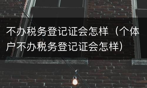 不办税务登记证会怎样（个体户不办税务登记证会怎样）