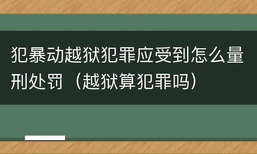 犯暴动越狱犯罪应受到怎么量刑处罚（越狱算犯罪吗）