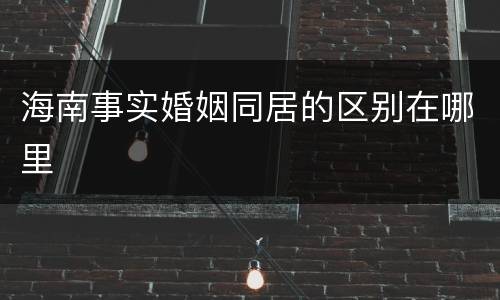 海南事实婚姻同居的区别在哪里