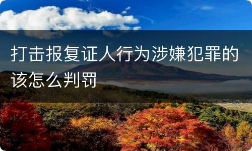 打击报复证人行为涉嫌犯罪的该怎么判罚