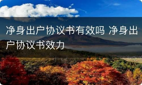 净身出户协议书有效吗 净身出户协议书效力