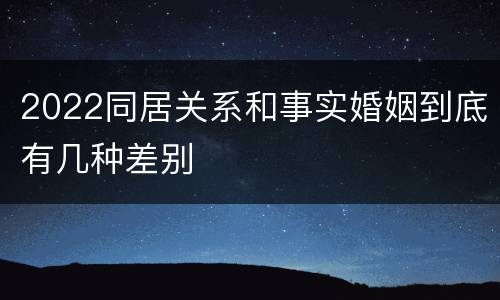 2022同居关系和事实婚姻到底有几种差别