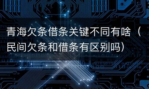 青海欠条借条关键不同有啥（民间欠条和借条有区别吗）