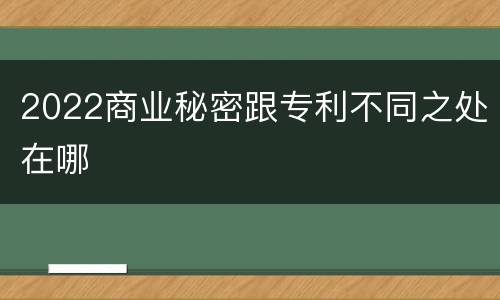 2022商业秘密跟专利不同之处在哪