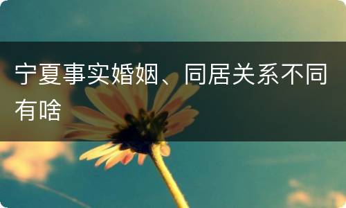 宁夏事实婚姻、同居关系不同有啥