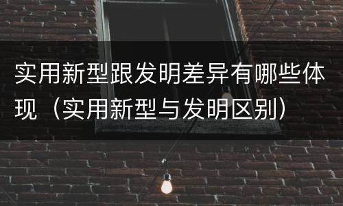 实用新型跟发明差异有哪些体现（实用新型与发明区别）