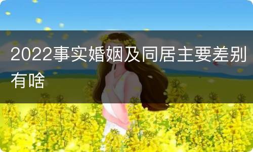 2022事实婚姻及同居主要差别有啥