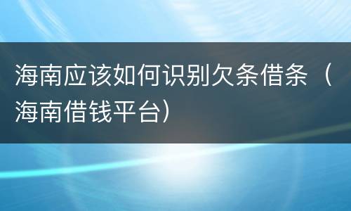 海南应该如何识别欠条借条（海南借钱平台）