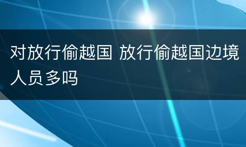 对放行偷越国 放行偷越国边境人员多吗