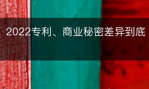 2022专利、商业秘密差异到底