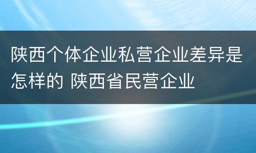 陕西个体企业私营企业差异是怎样的 陕西省民营企业