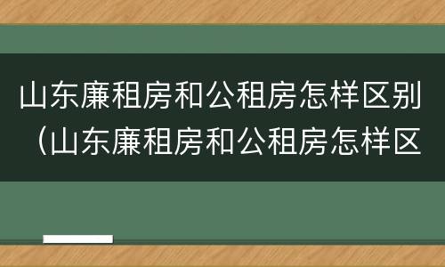 山东廉租房和公租房怎样区别（山东廉租房和公租房怎样区别的）
