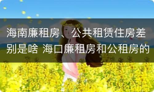 海南廉租房、公共租赁住房差别是啥 海口廉租房和公租房的区别