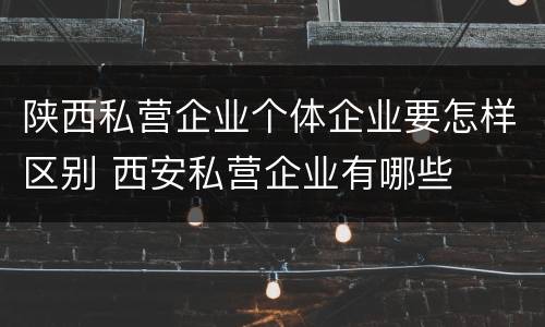 陕西私营企业个体企业要怎样区别 西安私营企业有哪些