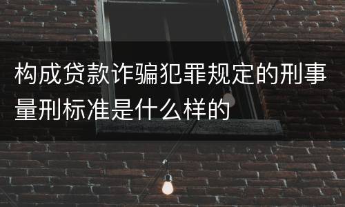 构成贷款诈骗犯罪规定的刑事量刑标准是什么样的