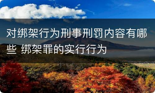 对绑架行为刑事刑罚内容有哪些 绑架罪的实行行为
