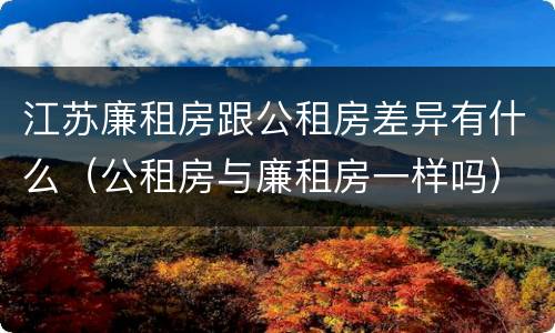江苏廉租房跟公租房差异有什么(公租房与廉租房一样吗)