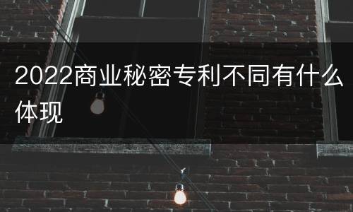 2022商业秘密专利不同有什么体现