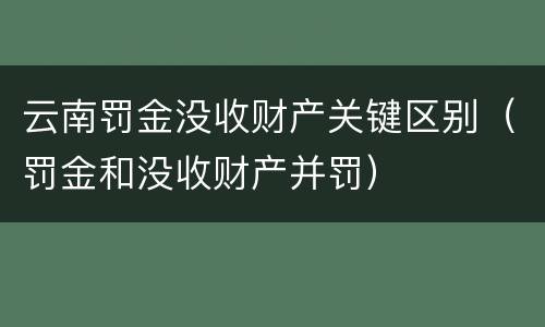 云南罚金没收财产关键区别（罚金和没收财产并罚）