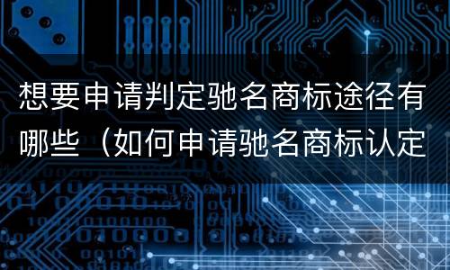 想要申请判定驰名商标途径有哪些（如何申请驰名商标认定）