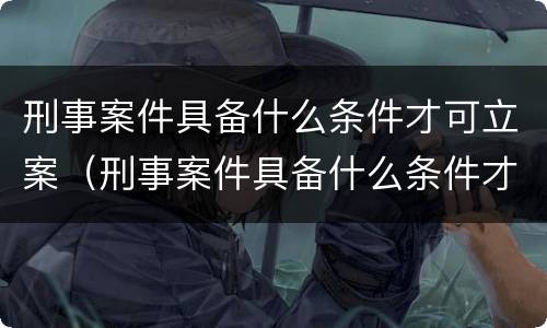 刑事案件具备什么条件才可立案（刑事案件具备什么条件才可立案审理）