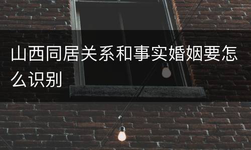 山西同居关系和事实婚姻要怎么识别