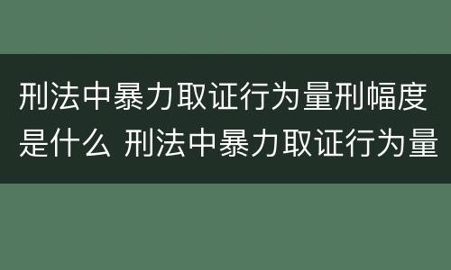 刑法中暴力取证行为量刑幅度是什么 刑法中暴力取证行为量刑幅度是什么意思