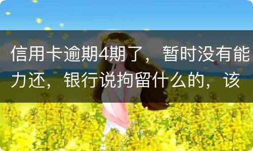 信用卡逾期4期了，暂时没有能力还，银行说拘留什么的，该怎么办