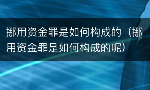 挪用资金罪是如何构成的（挪用资金罪是如何构成的呢）