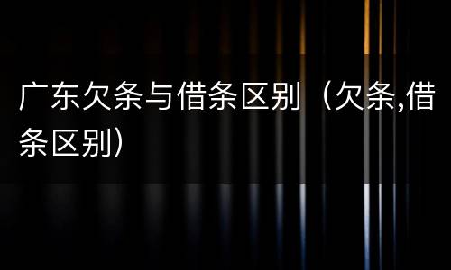 广东欠条与借条区别（欠条,借条区别）