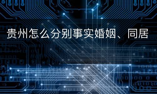 贵州怎么分别事实婚姻、同居
