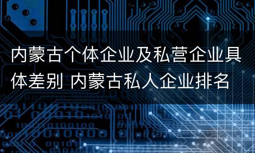 内蒙古个体企业及私营企业具体差别 内蒙古私人企业排名
